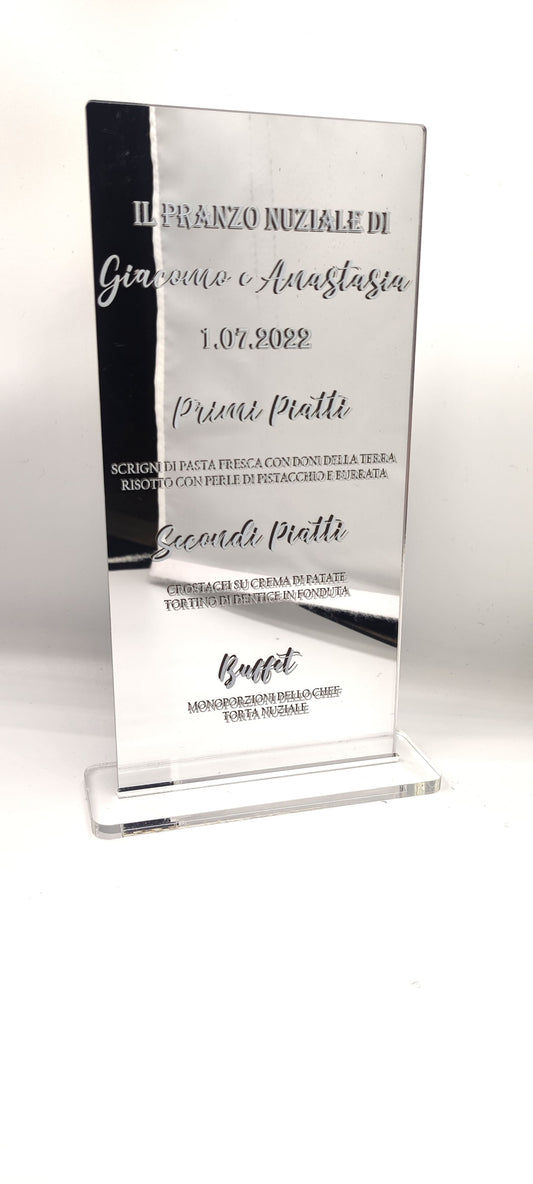 Menu Plexiglass specchio argento