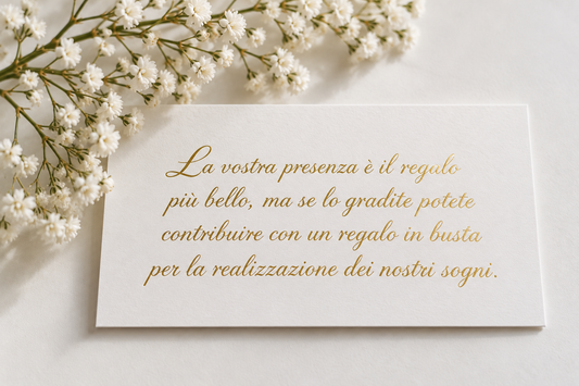 Bigliettino Lista nozze in lamina oro