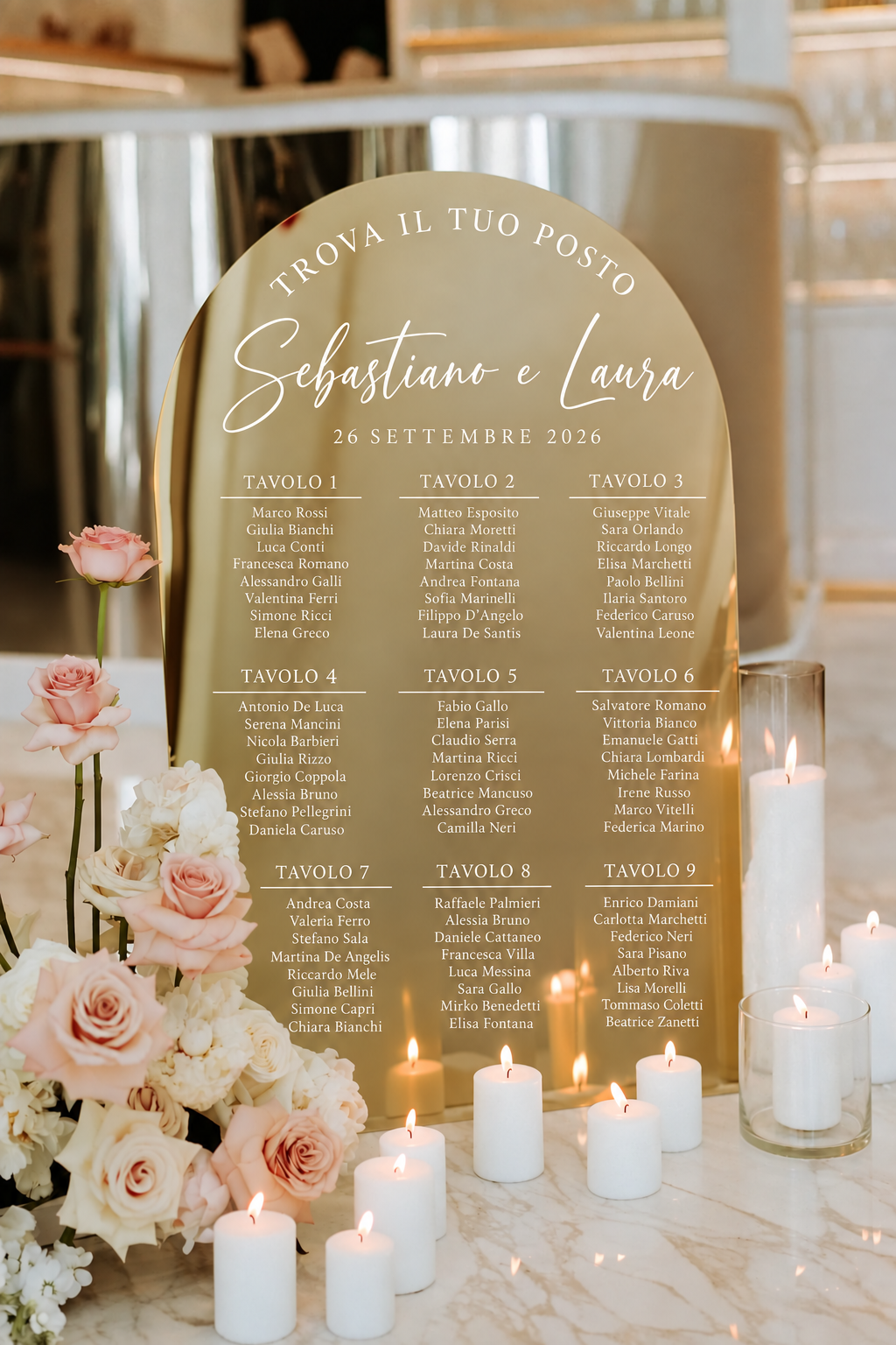 Tableau mariage Plexiglass specchio oro