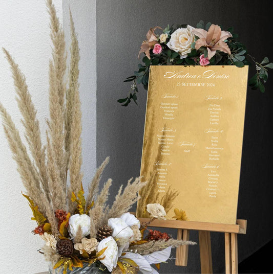 Tableau mariage Plexiglass specchio oro